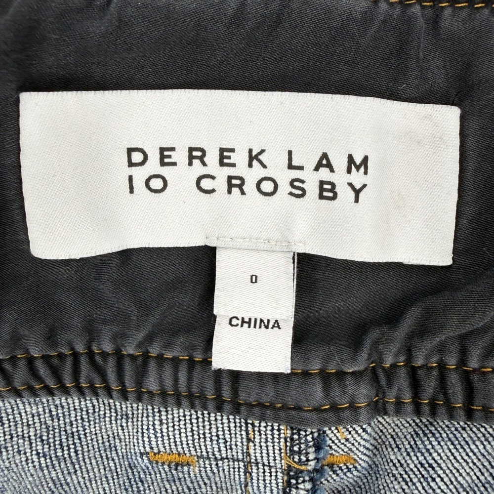 Derek Lam 10 Crosby Denim Shorts Women 0 Blue Toggle Pocket Frayed Hem High Rise - Picture 3 of 10